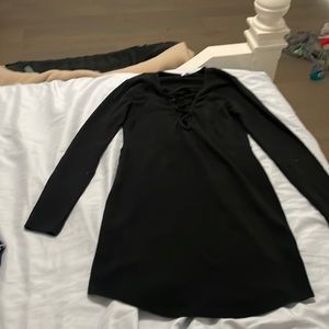 Black dress with a cross v neck